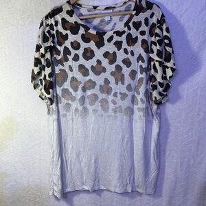 LuLaRoe Black and Brown Cheetah Print Oversized Tulip Short Sleeve